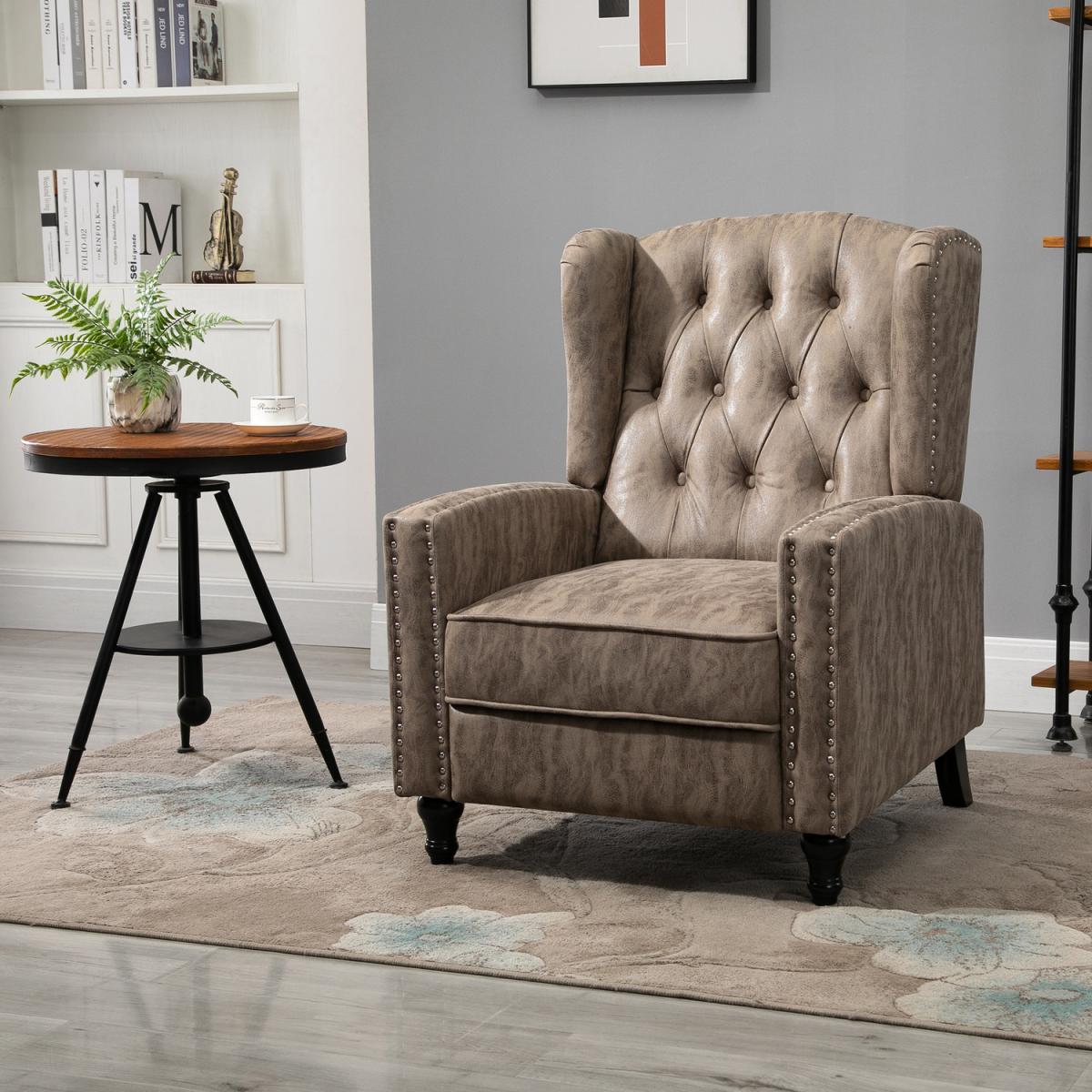 Manual Reclining Armchair with Footrest - Brown – image 11