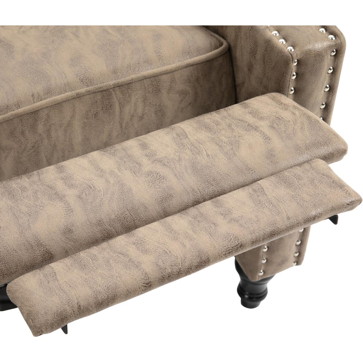 Manual Reclining Armchair with Footrest - Brown – image 4