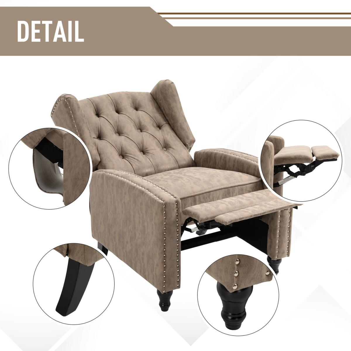Manual Reclining Armchair with Footrest - Brown – image 6
