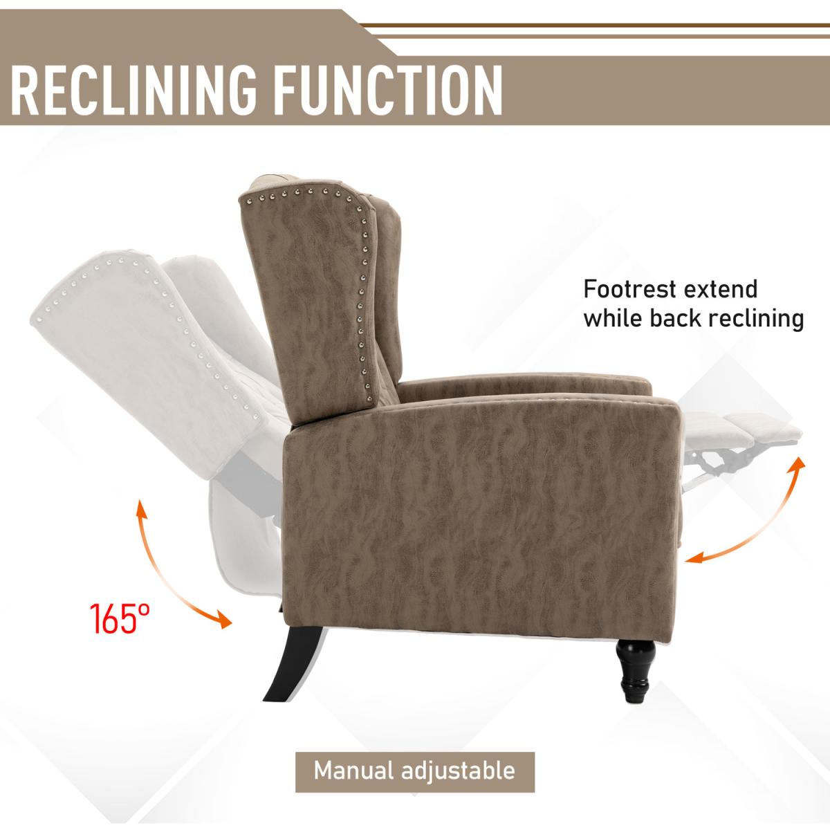 Manual Reclining Armchair with Footrest - Brown – image 7
