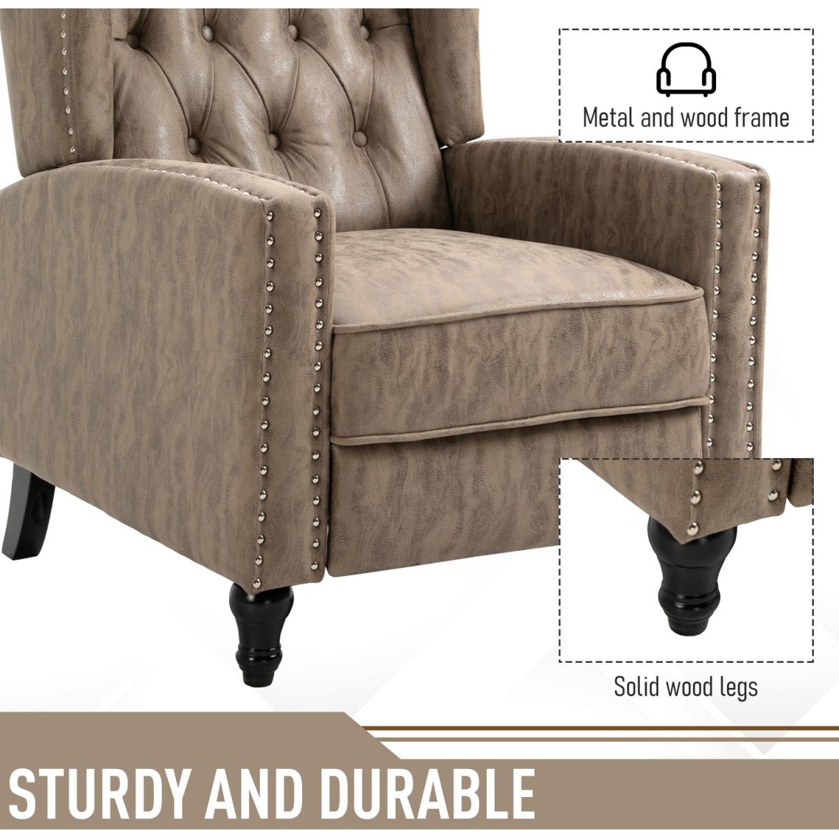 Manual Reclining Armchair with Footrest - Brown – image 8