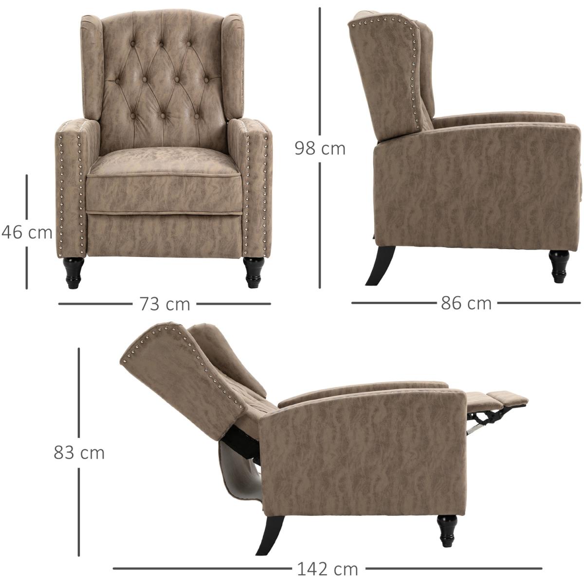 Manual Reclining Armchair with Footrest - Brown – image 10