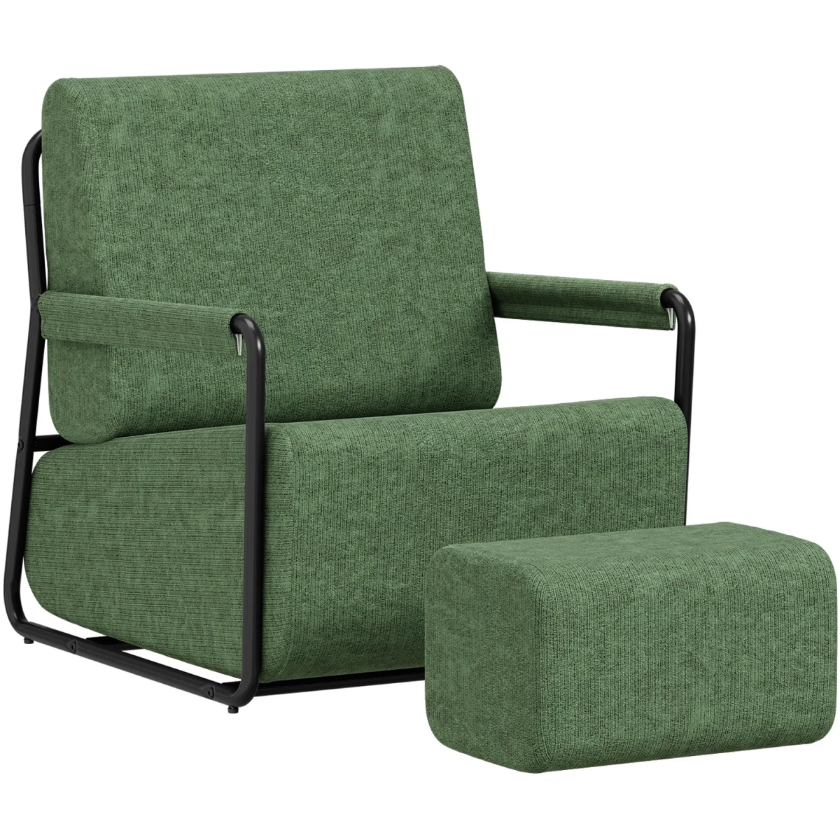 Fabric Armchair with Footstool - Dark Gray – image 17