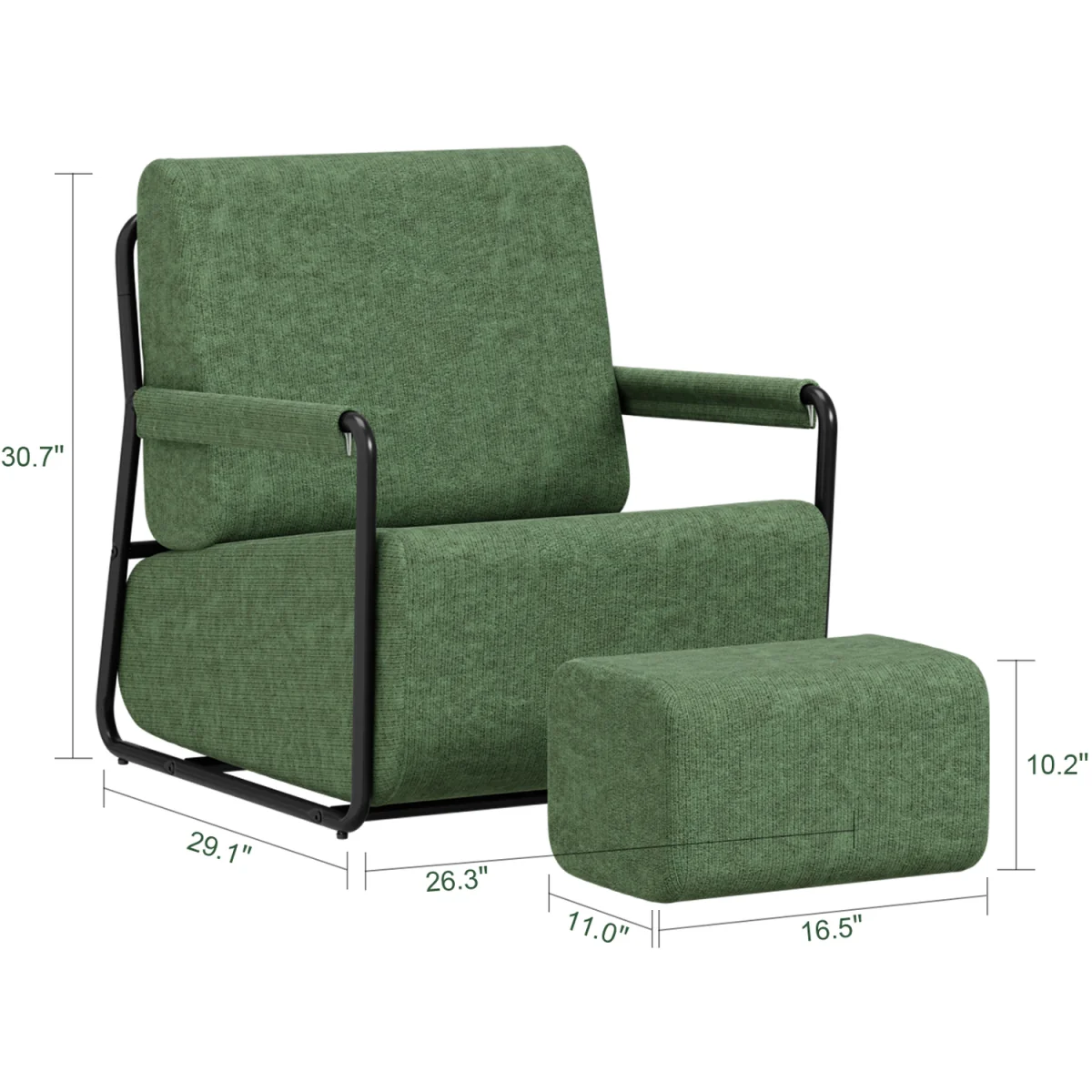 Fabric Armchair with Footstool - Dark Gray – image 19