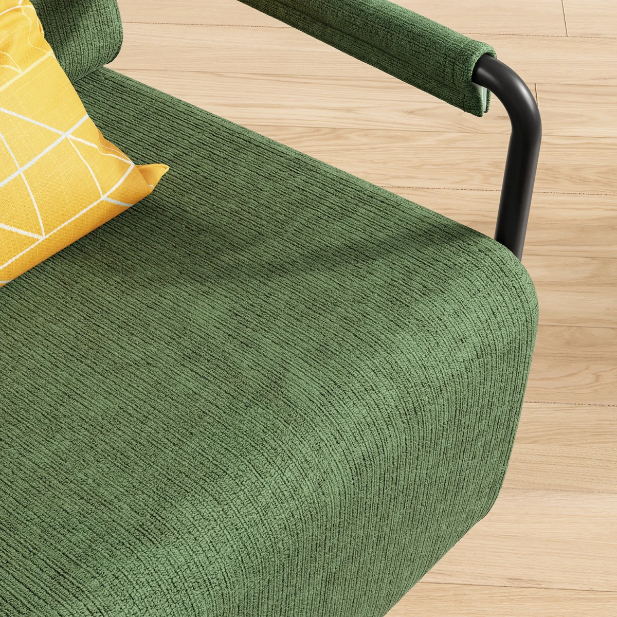Fabric Armchair with Footstool - Dark Gray – image 26