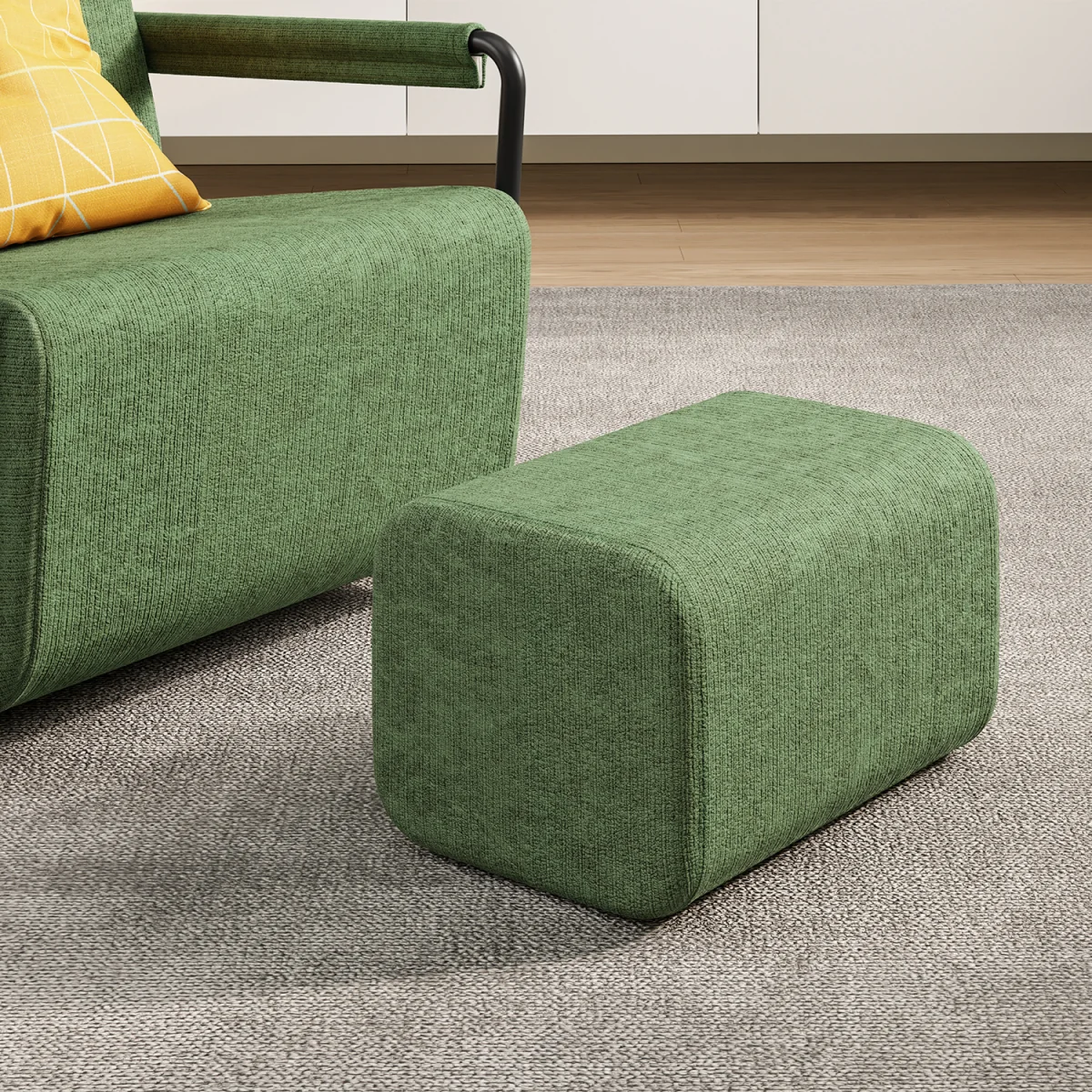 Fabric Armchair with Footstool - Dark Gray – image 29