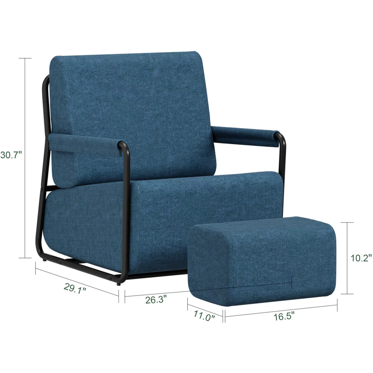 Fabric Armchair with Footstool - Dark Gray – image 4
