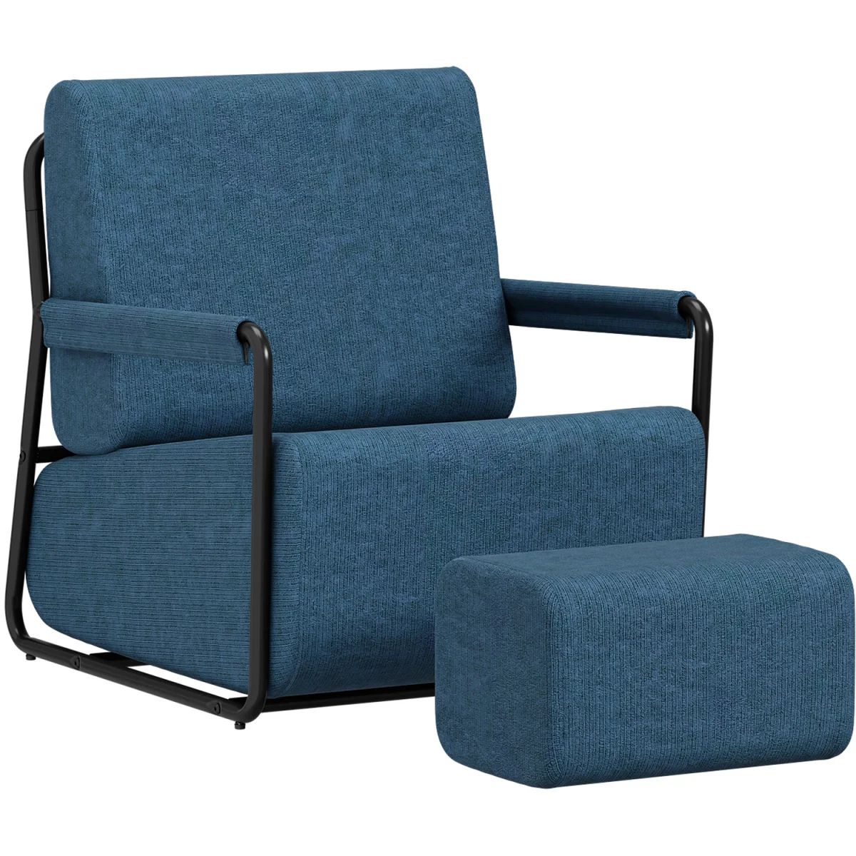 Fabric Armchair with Footstool - Dark Gray – image 5