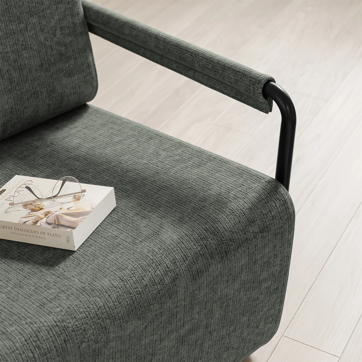 Fabric Armchair with Footstool - Dark Gray – image 45