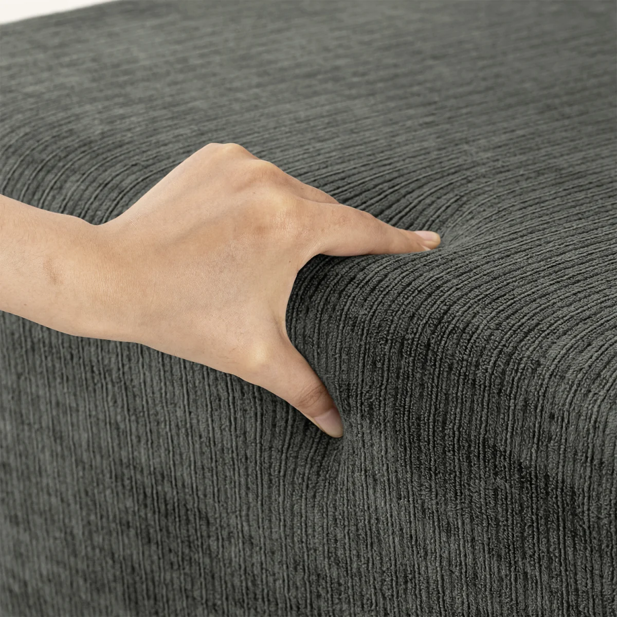 Fabric Armchair with Footstool - Dark Gray – image 49