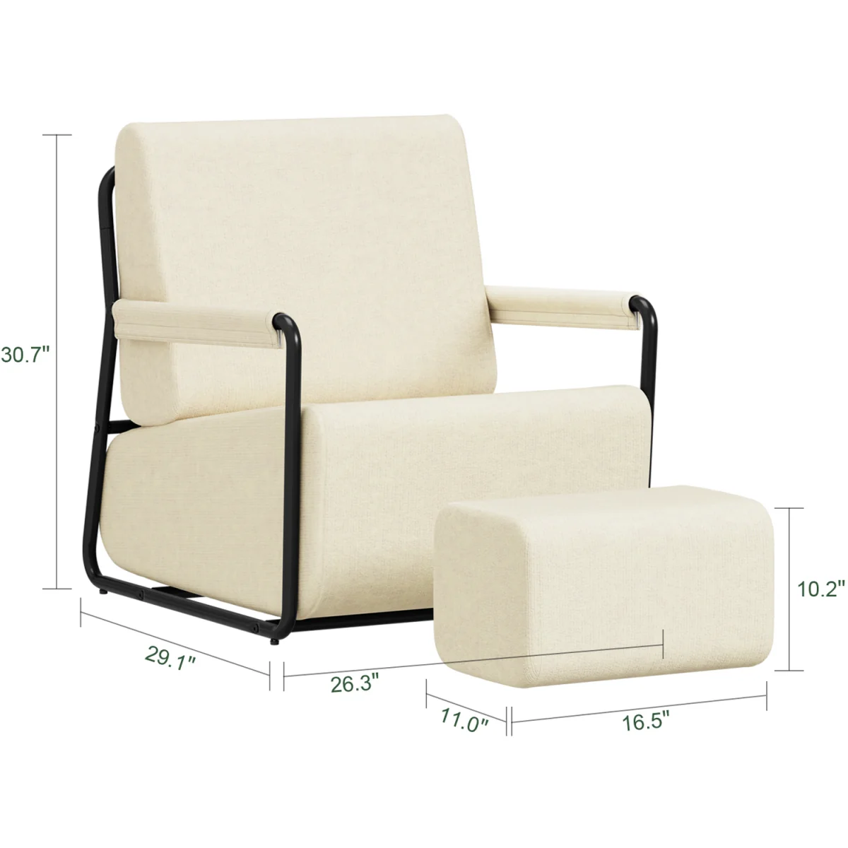 Fabric Armchair with Footstool - Dark Gray – image 54