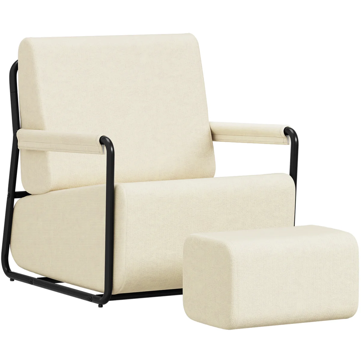 Fabric Armchair with Footstool - Dark Gray – image 55
