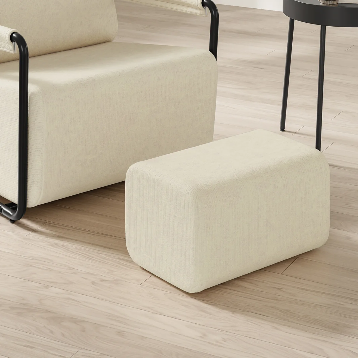 Fabric Armchair with Footstool - Dark Gray – image 64