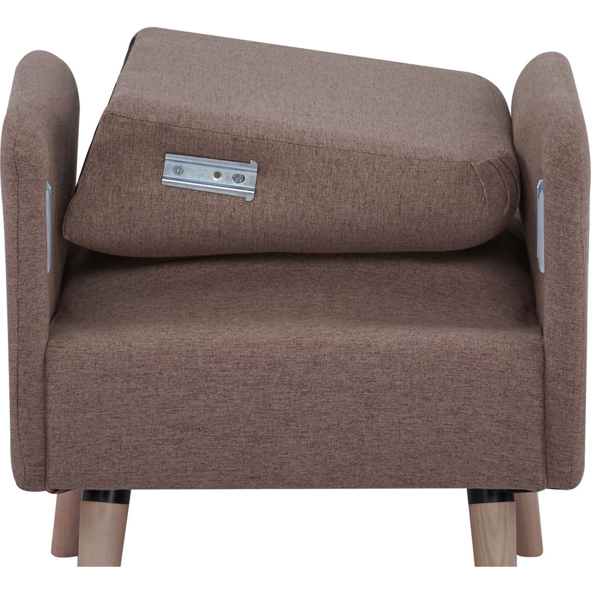 Upholstered Armchair, Nature Wood Frame Living Room Chairs - Light Brown – image 6