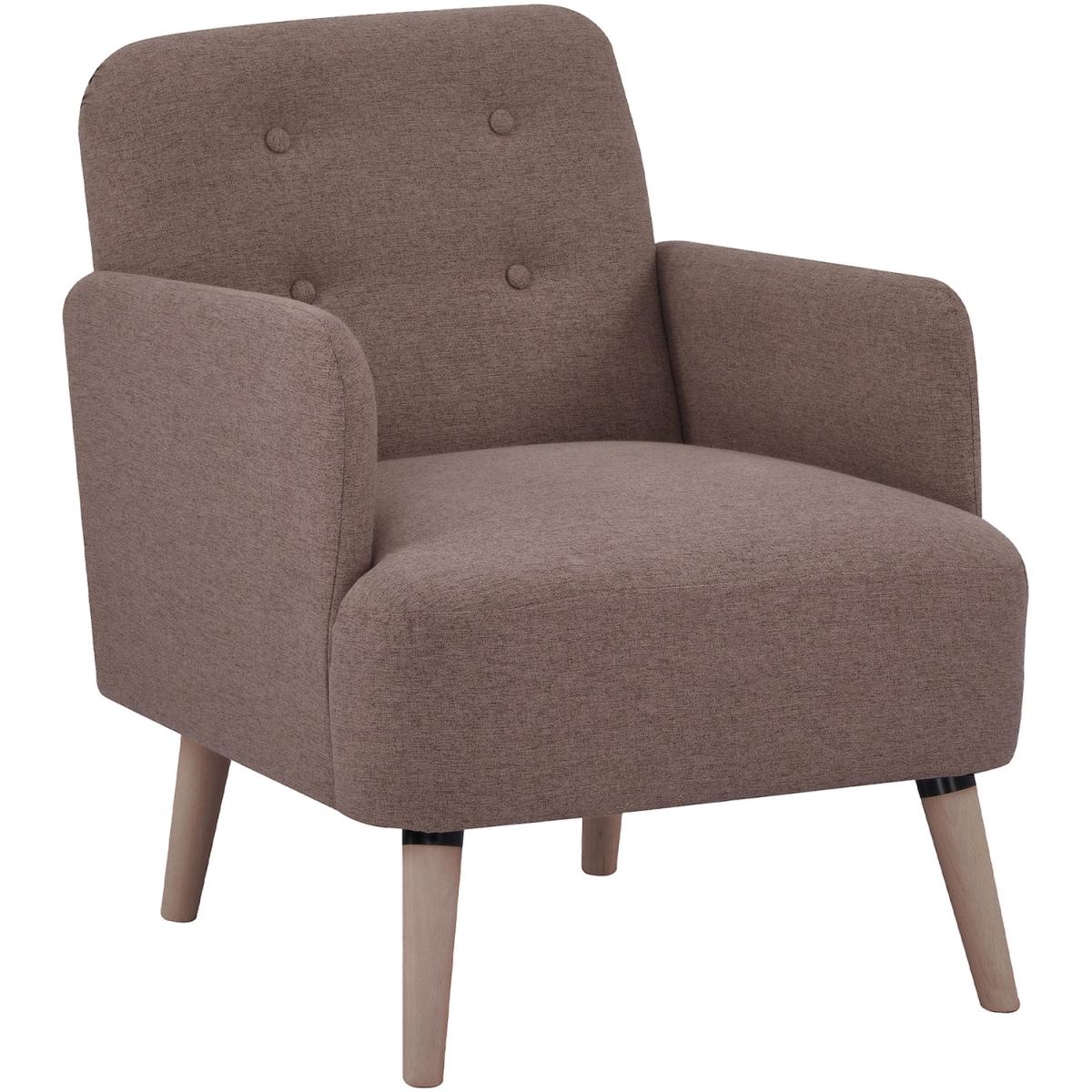 Upholstered Armchair, Nature Wood Frame Living Room Chairs - Light Brown – image 7