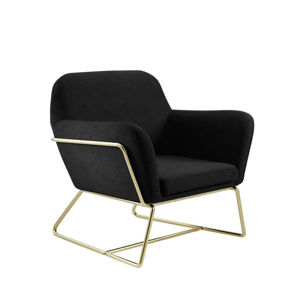 Marseille Velvet Armchair with Gold Metal Legs - Black – image 2