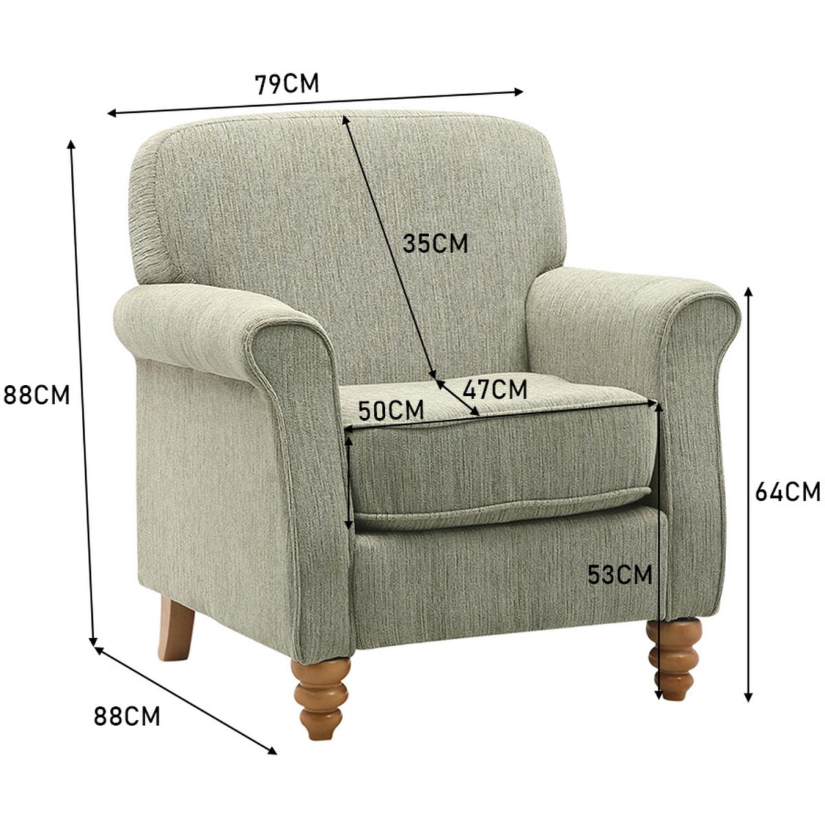 Chenille Fabric Old Fashioned Armchair - Khaki – image 8