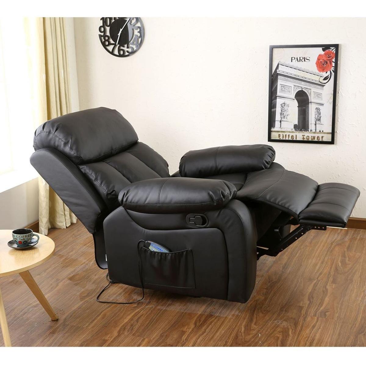 Chester Heater Leather Massage Recliner Armchair - Black – image 2