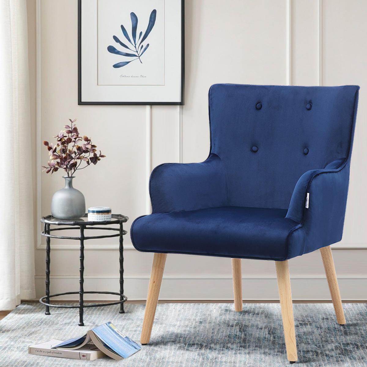 Velvet Accent Armchair - Blue – image 2