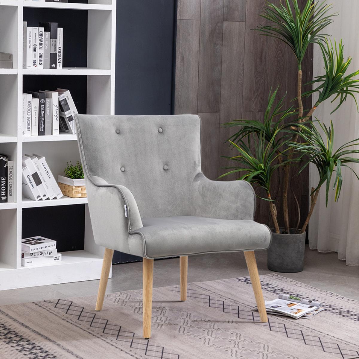 Velvet Accent Armchair - Blue – image 15