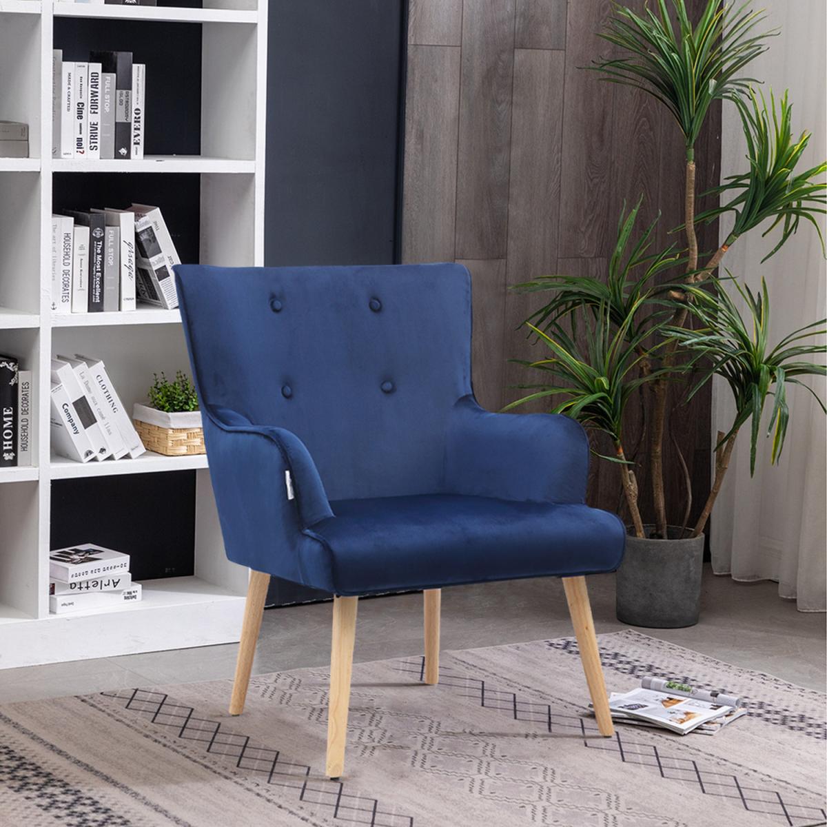 Velvet Accent Armchair - Blue – image 7
