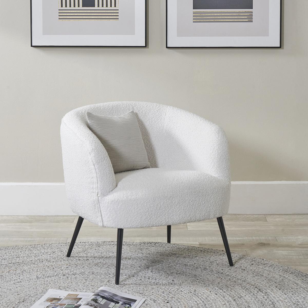 Siena Boucle Sherpa Teddy Fabric Armchair - White