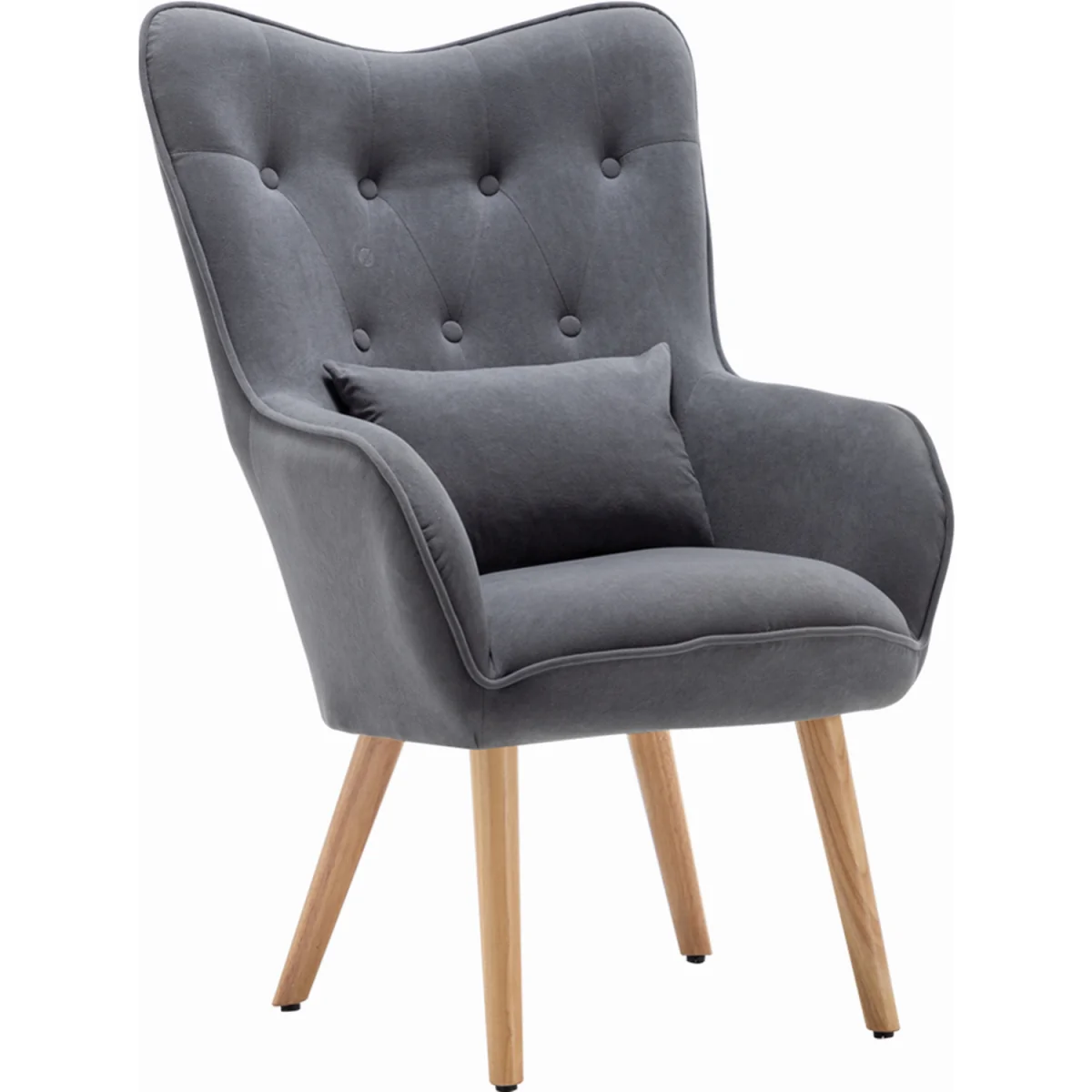 Velvet Armchair with Footstool - Grey – image 3