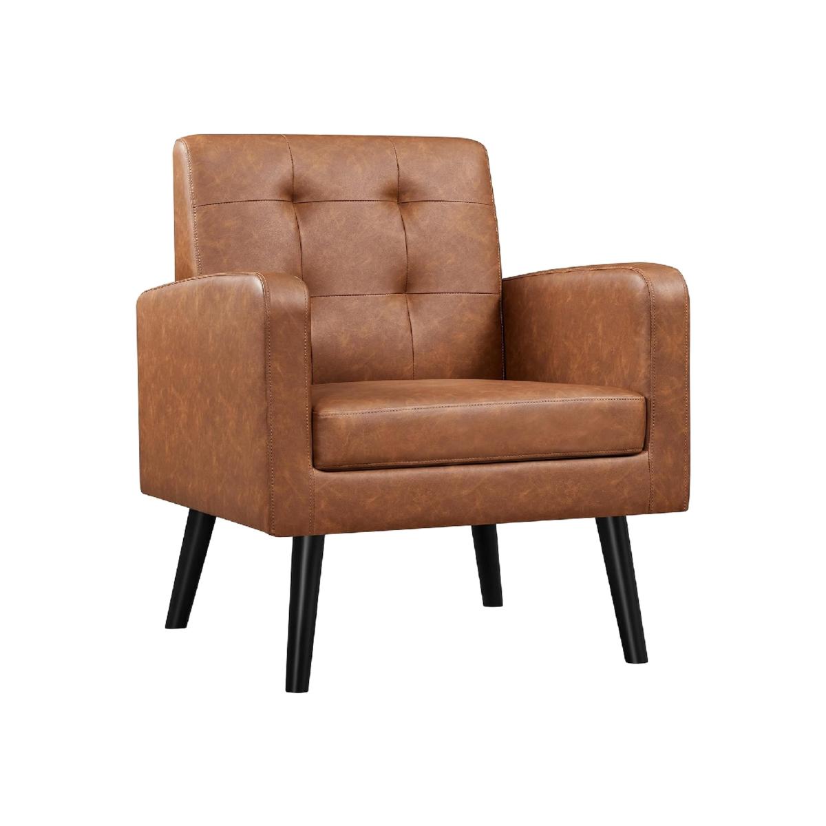 Modern Armchair Mid Century Accent Chair - Retro Brown