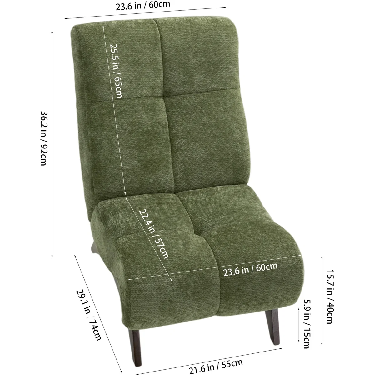 Chenille Upholstered Lounge Chair - Green – image 2