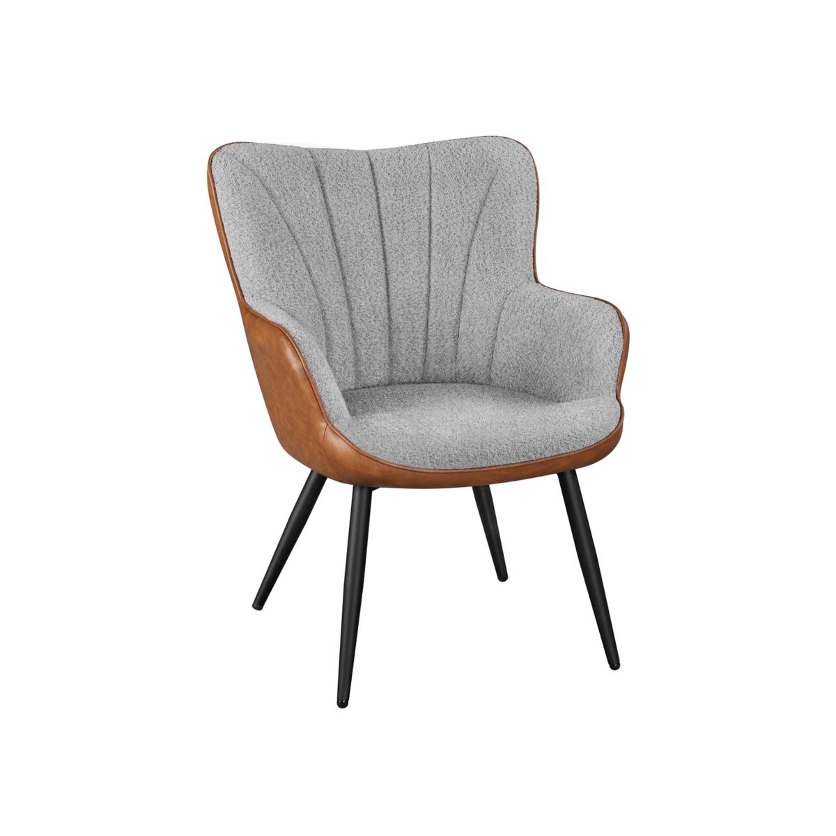Modern Upholstered Armchair with Pleated Back - Brown