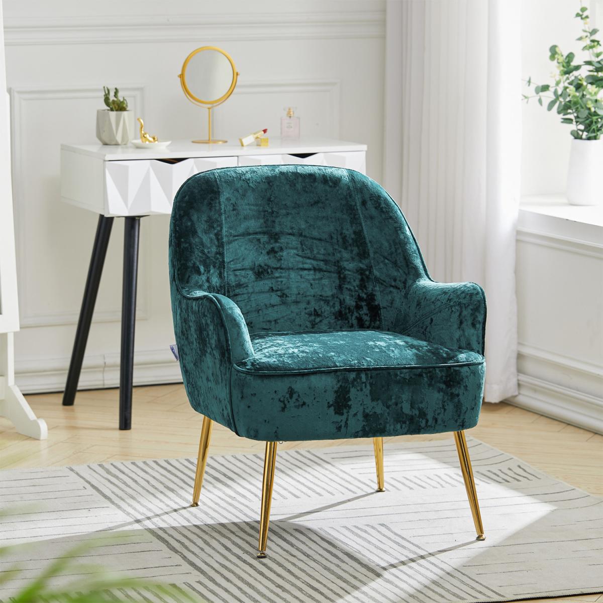 Elegant Velvet Ergonomic Armchair - Dark Green – image 15