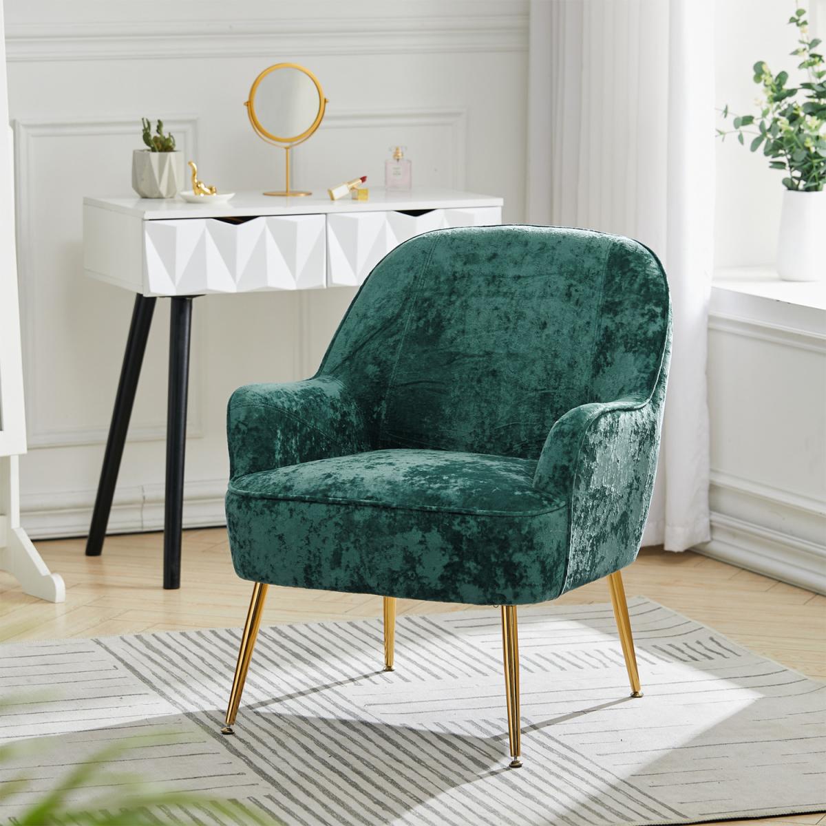 Elegant Velvet Ergonomic Armchair - Dark Green – image 23