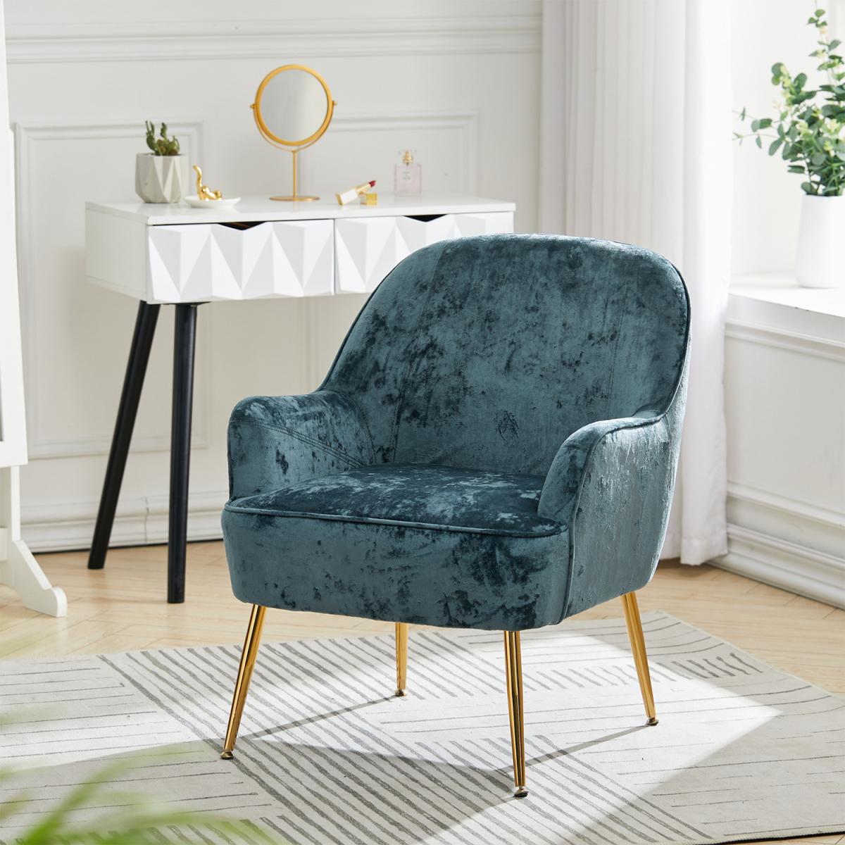 Elegant Velvet Ergonomic Armchair - Dark Green – image 10