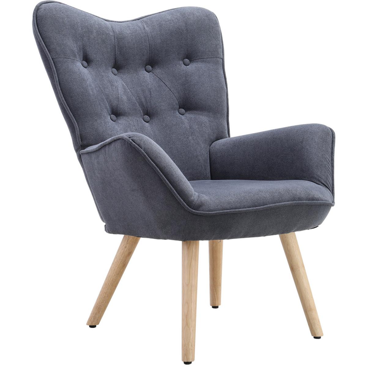 Buttoned Linen Armchair - Grey – image 2