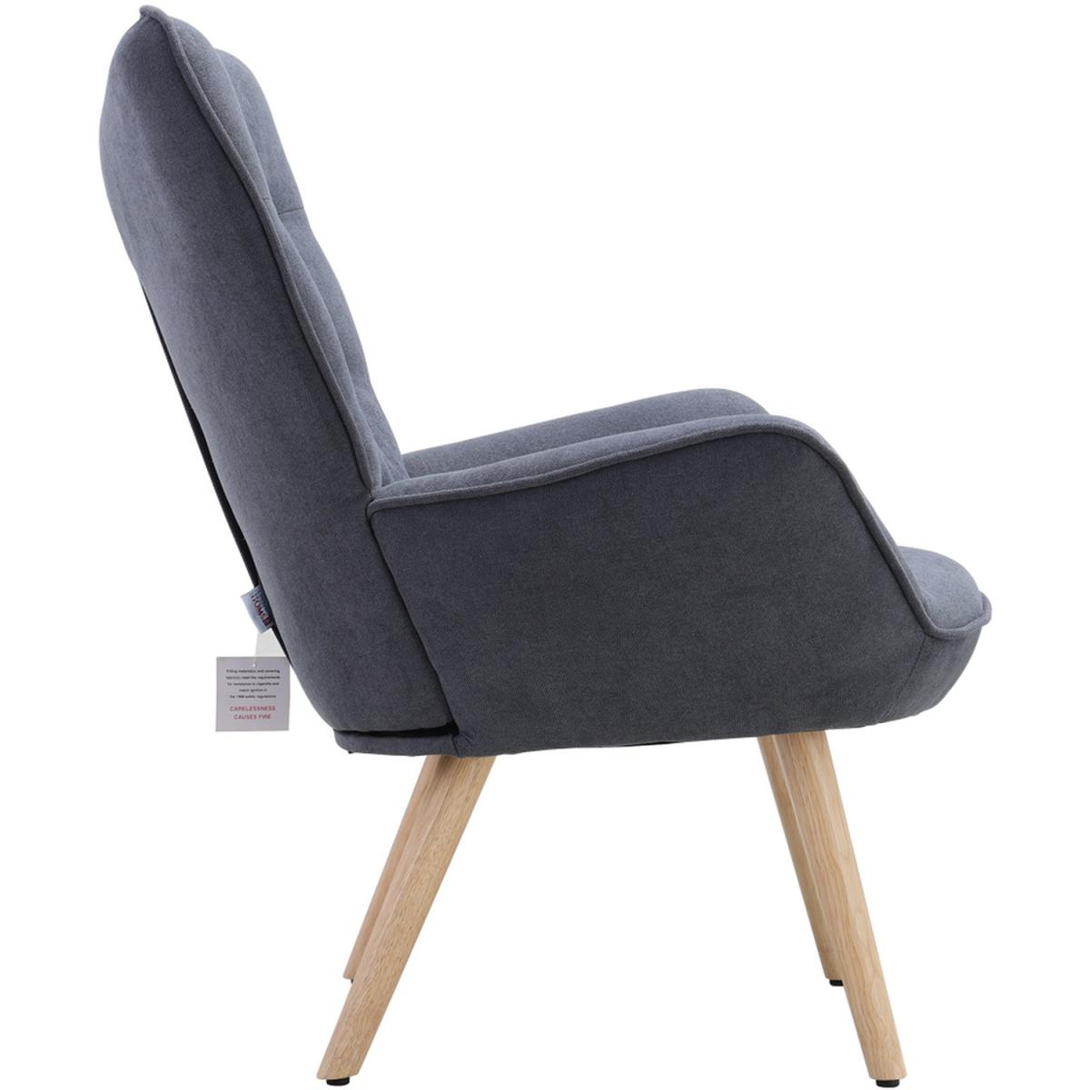 Buttoned Linen Armchair - Grey – image 3