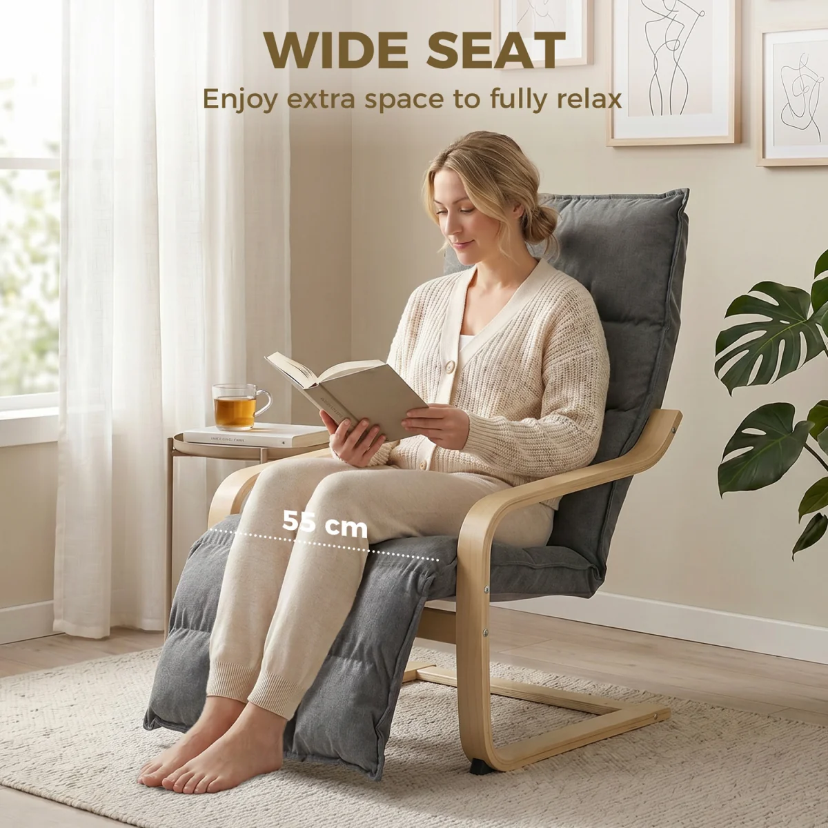 HOMCOM Accent Chair, Leisure Lounge Chair Armchair - Grey – image 6