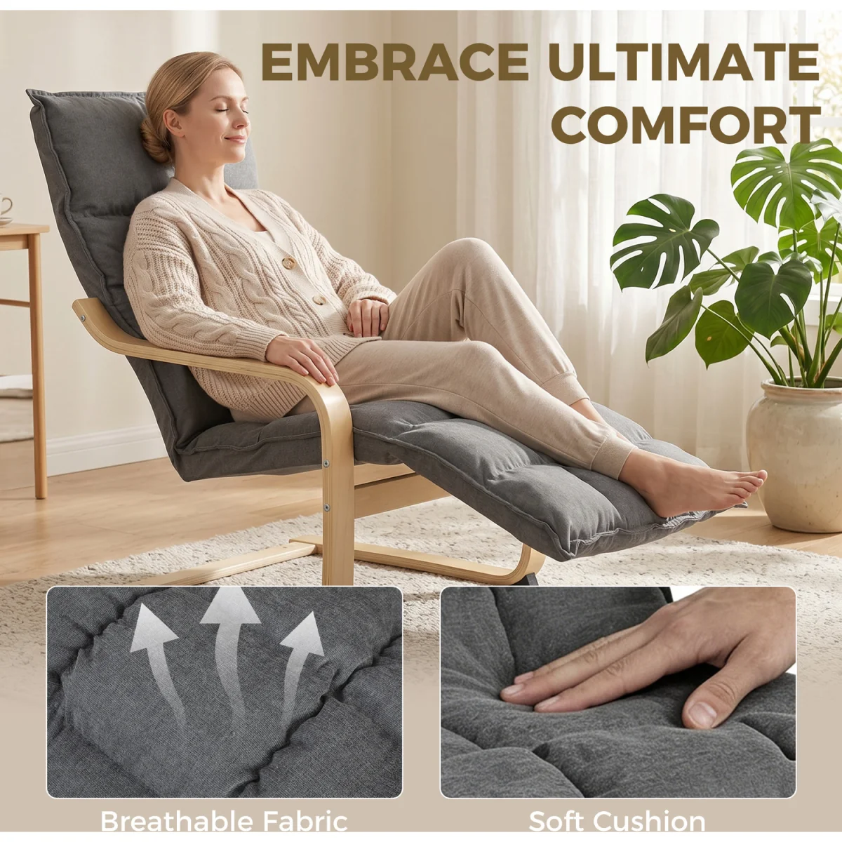 HOMCOM Accent Chair, Leisure Lounge Chair Armchair - Grey – image 7