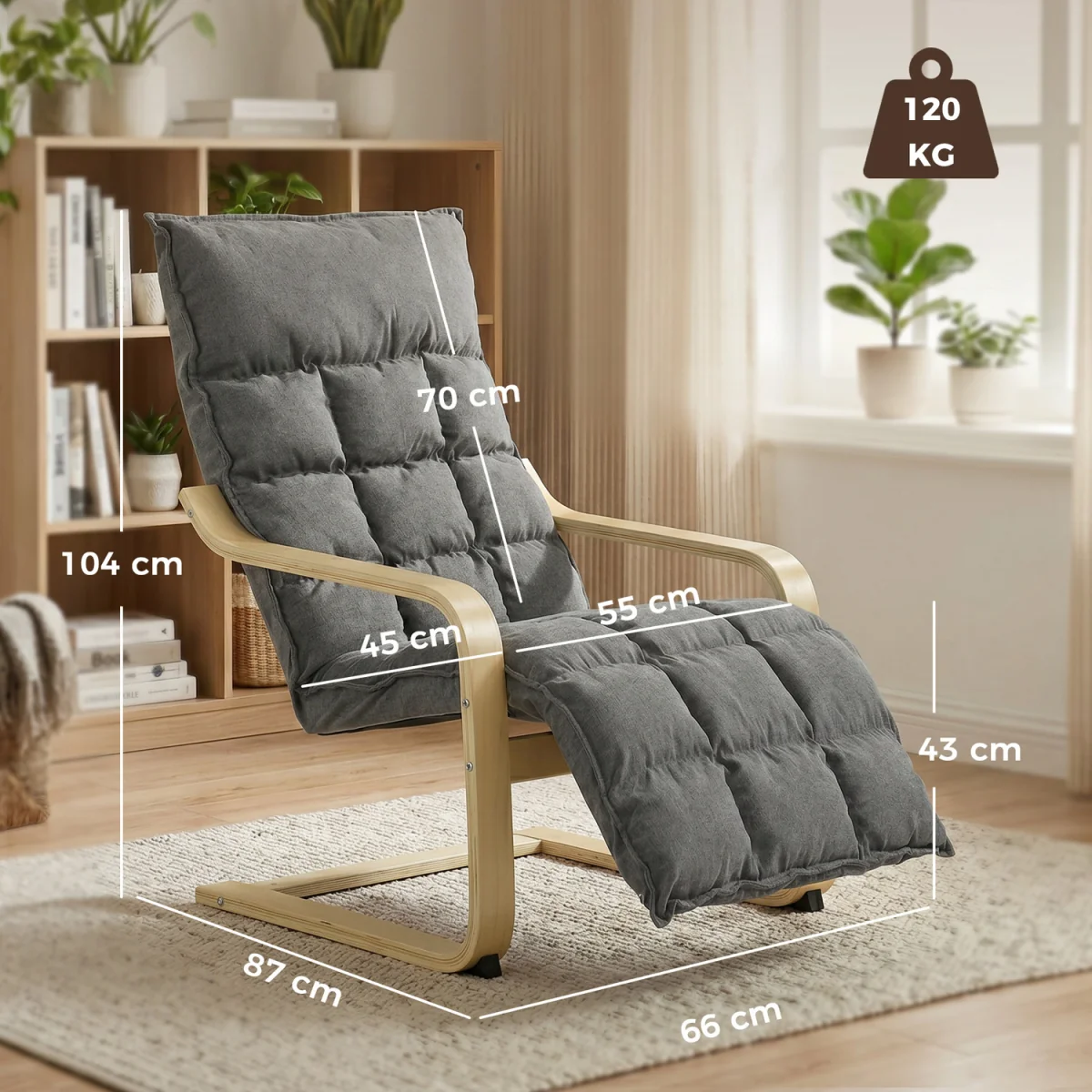 HOMCOM Accent Chair, Leisure Lounge Chair Armchair - Grey – image 8