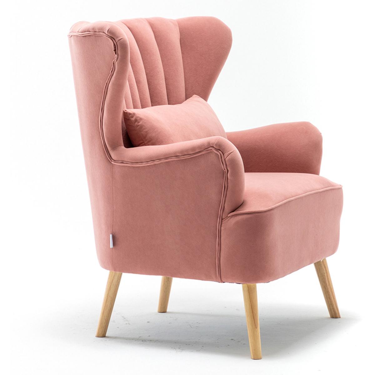 Velvet Wingback Chair with Footstool - Grey – image 12