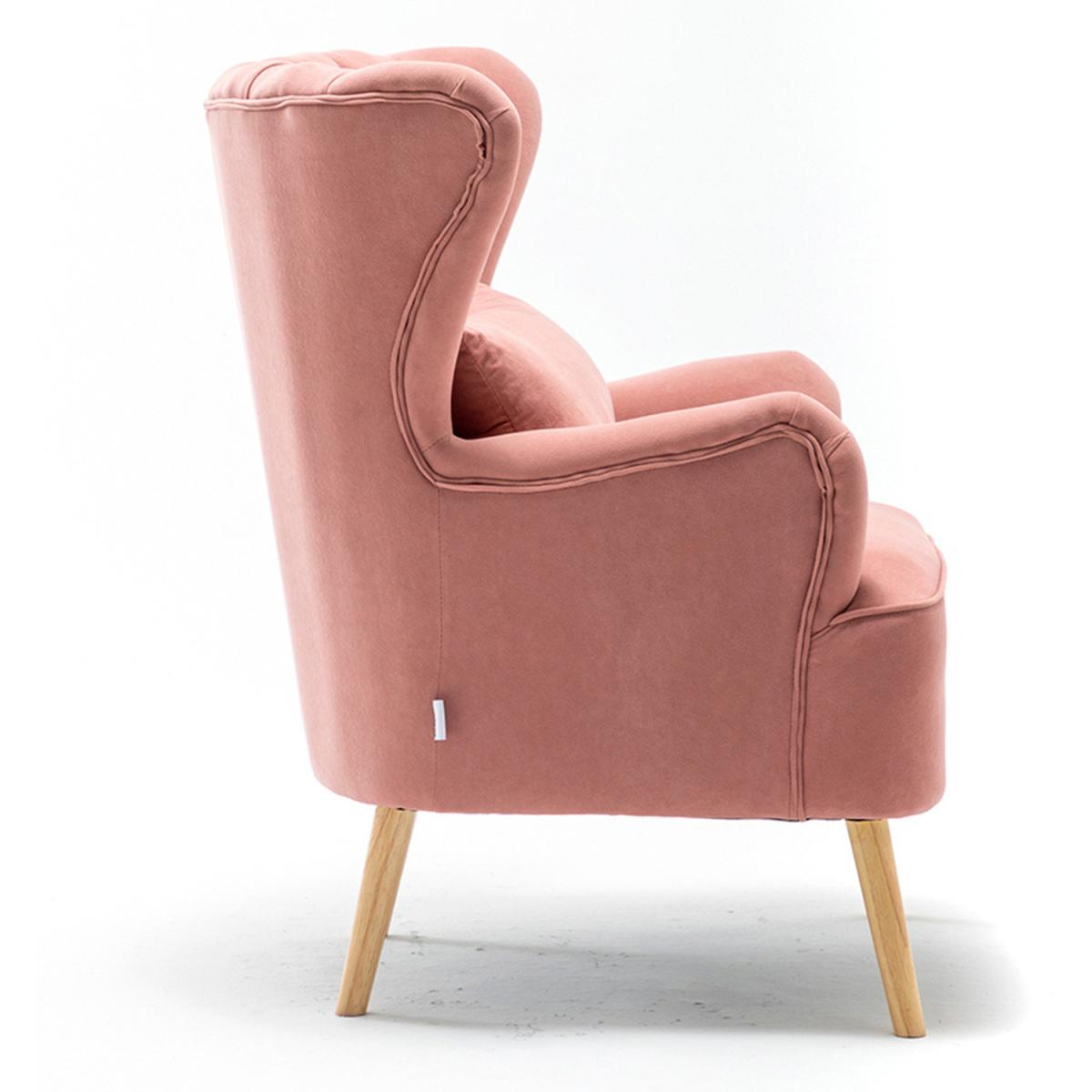 Velvet Wingback Chair with Footstool - Grey – image 13