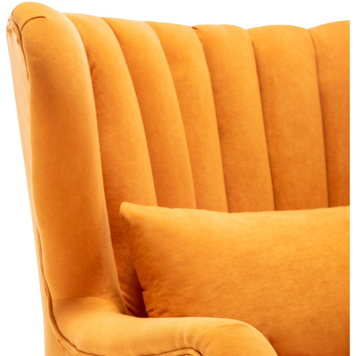 Velvet Wingback Chair with Footstool - Grey – image 18