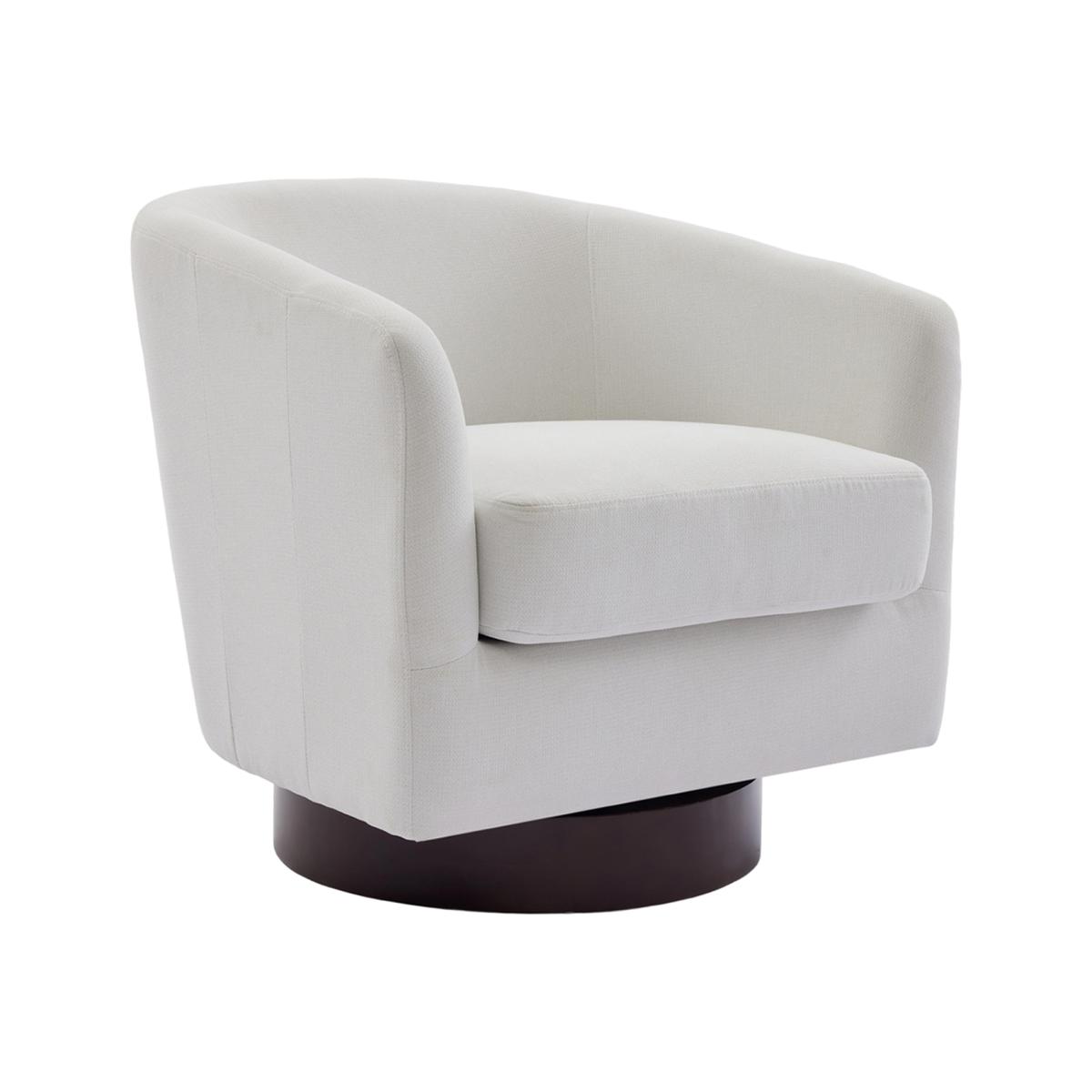 Upholstered Swivel Armchair for Living Room - Beige White