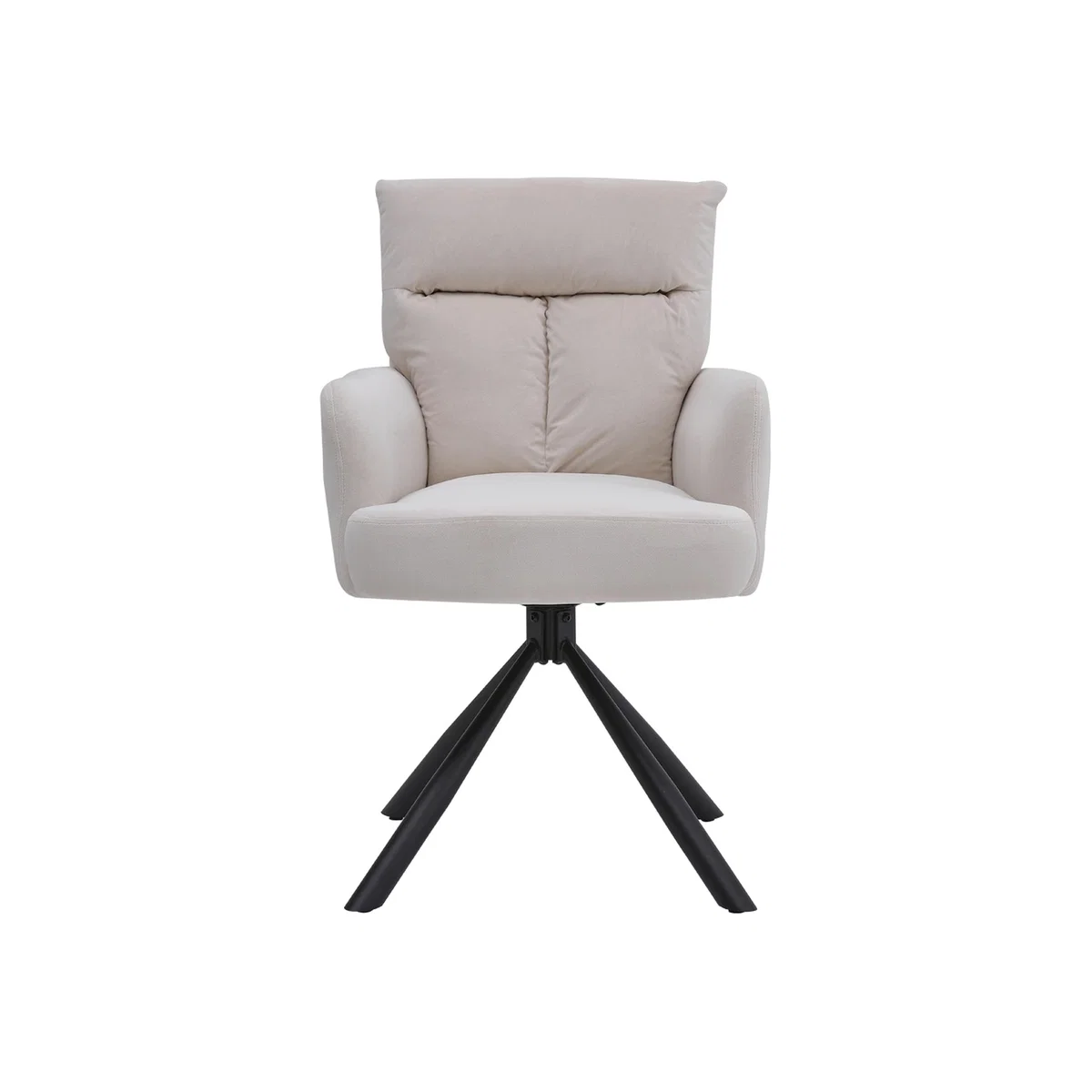 Auto-Resetting Swivel Velvet Armchair - Beige – image 1