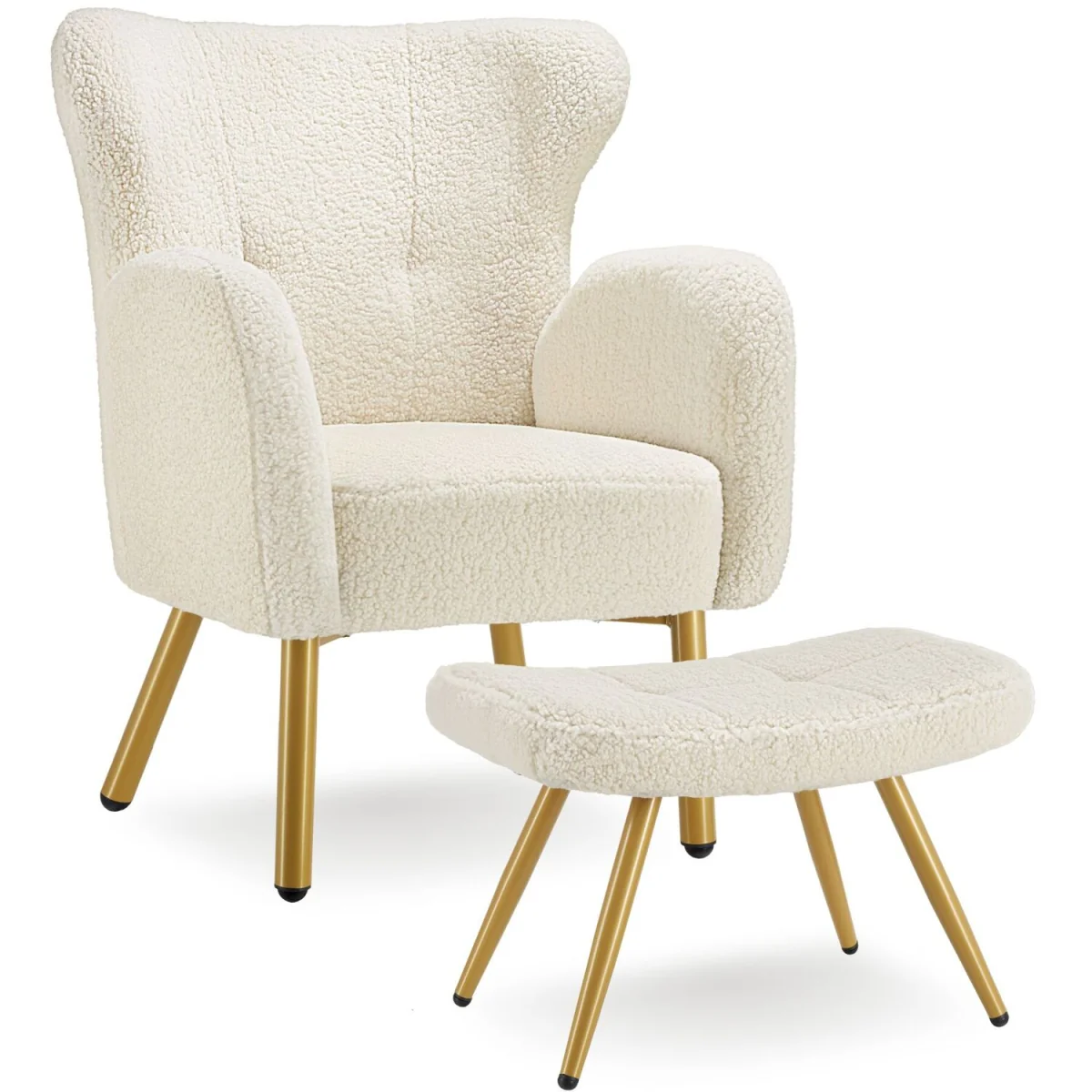 Armchair with ottoman Vänersborg - Black - Gold – image 2