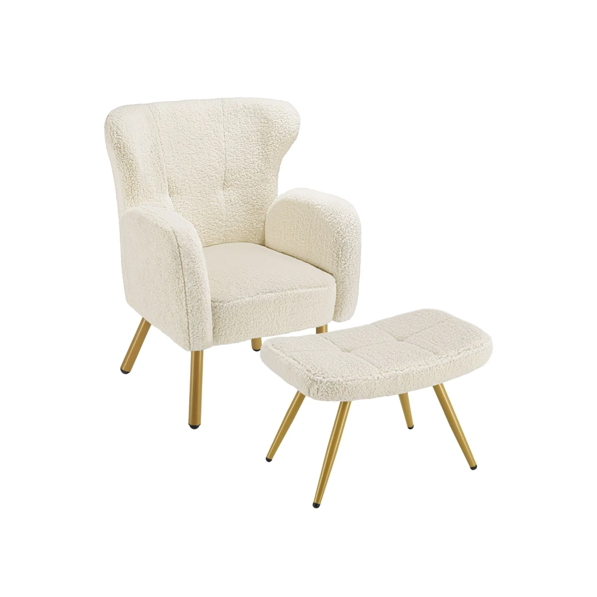 Armchair with ottoman Vänersborg - Black - Gold – image 1