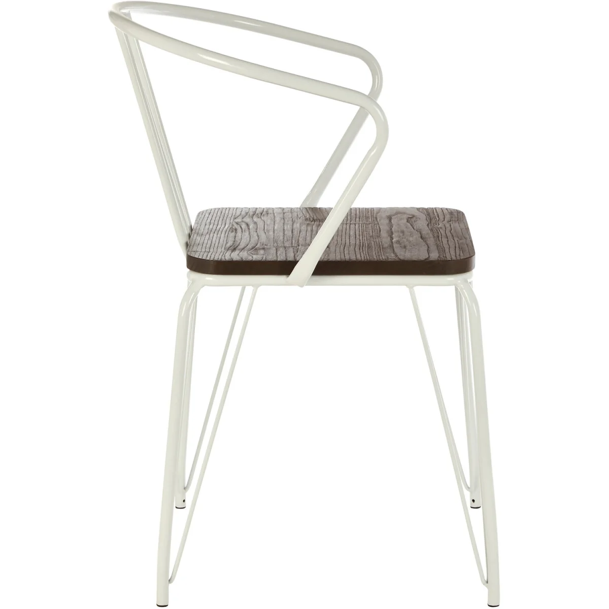 District White Metal And Elm Wood Armchair - White – image 2