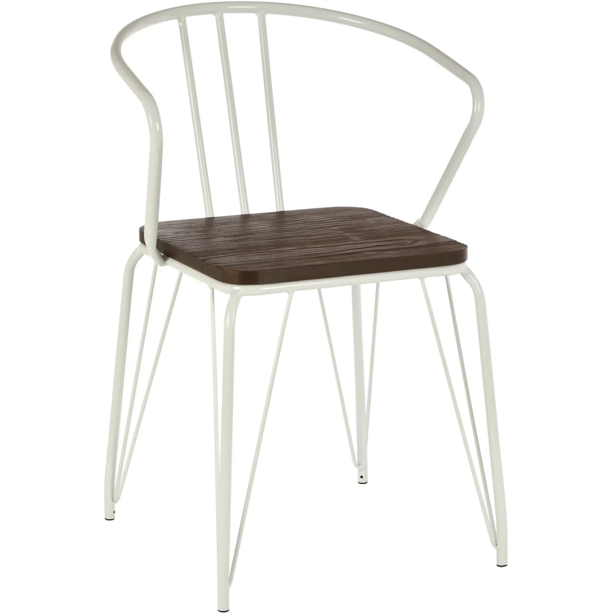 District White Metal And Elm Wood Armchair - White – image 3