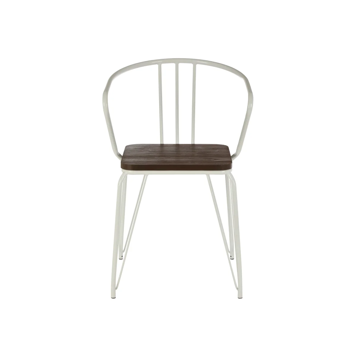 District White Metal And Elm Wood Armchair - White – image 1