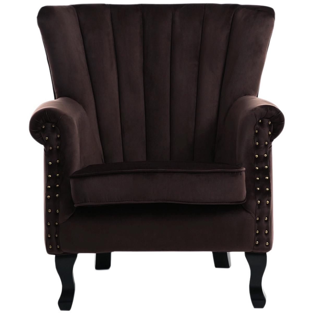 Velvet European Palace Style Armchair - Brown – image 4
