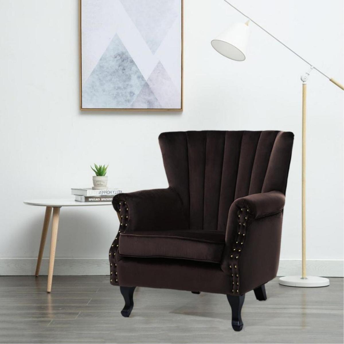 Velvet European Palace Style Armchair - Brown – image 6